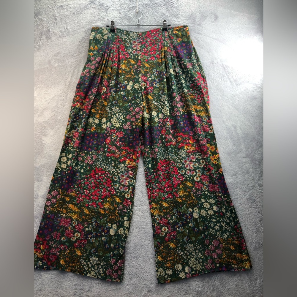 Anthropologie Maeve Cabo Pleated Wide Leg Floral Pants Size: US 16